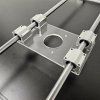 Průhledná základna router sled saní se 4× pojezdem SBR20UU na 20mm vodicích tyčích.