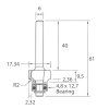 Technický výkres IGM M138-02061 – R2, Ø17,34, I 9,5 mm, délka 61 mm, stopka 6 mm, ložisko 12,7 mm.